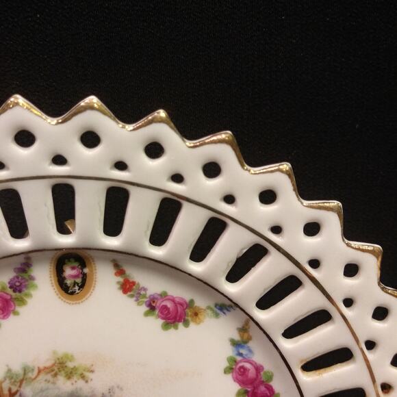 10 Pc Antique 1910 German Lattice Edged Porcelain Bread/Tea Plates - Picture 4 of 16